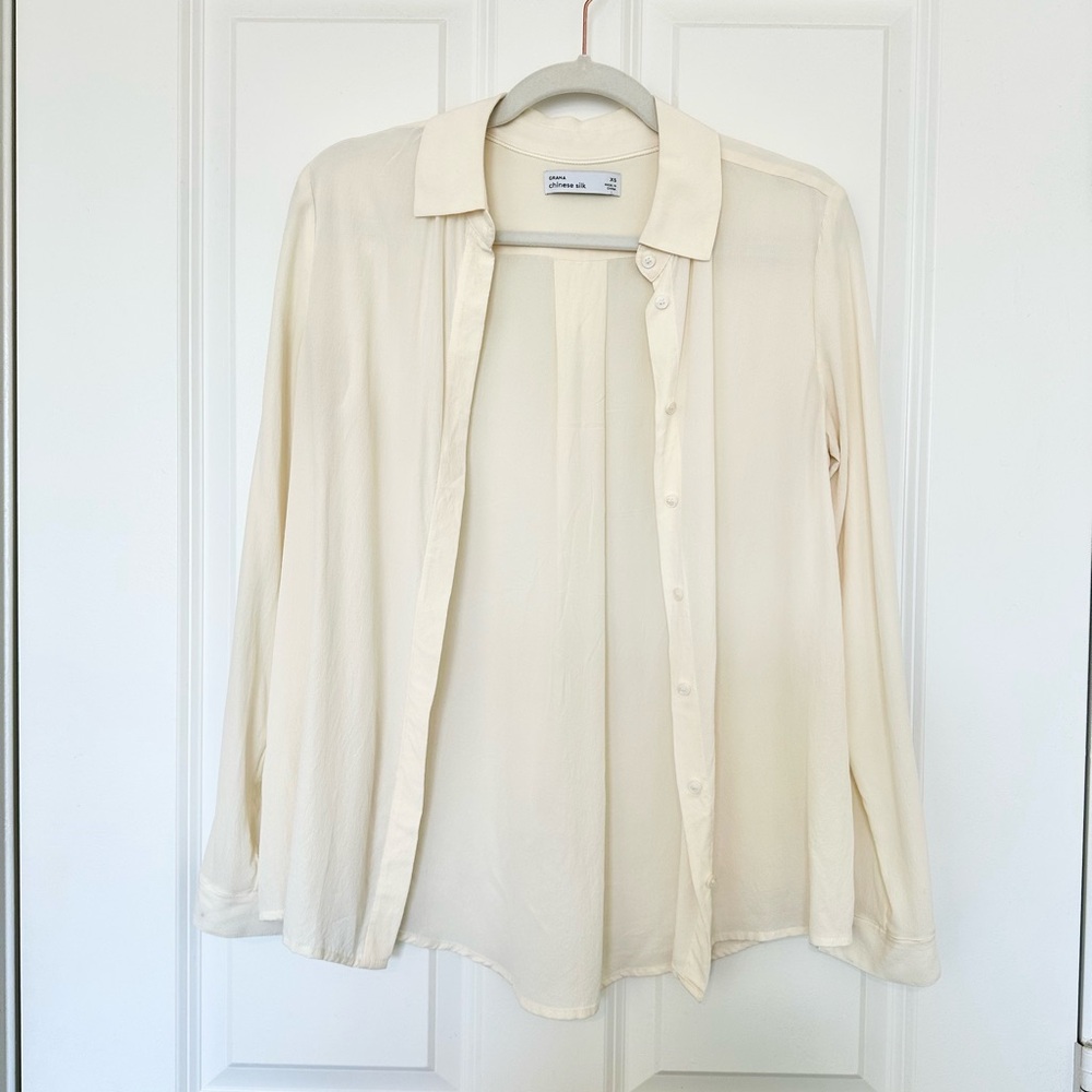 Grana 100% Silk Button Down Shirt Modern Minimalist